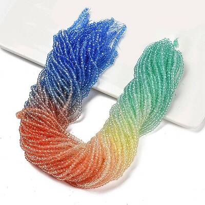 Transparent Painted Glass Beads Strands
