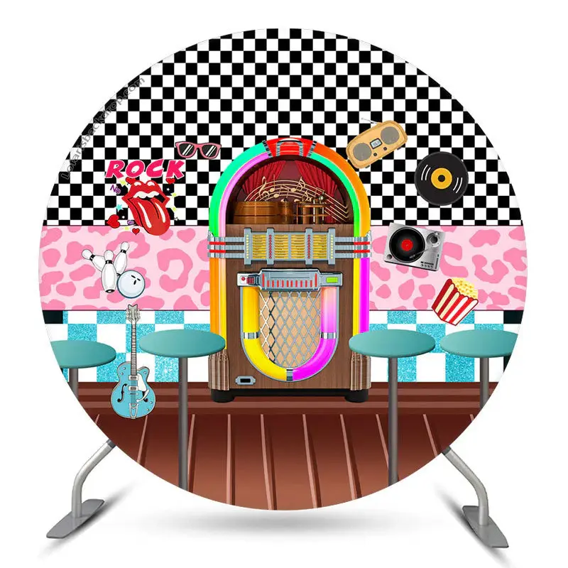 Aperturee Pattern Door Round Backdrop For Rock Music Party | Circle Party Backdrop | Circular Birthday Backdrop Cover | Circl...