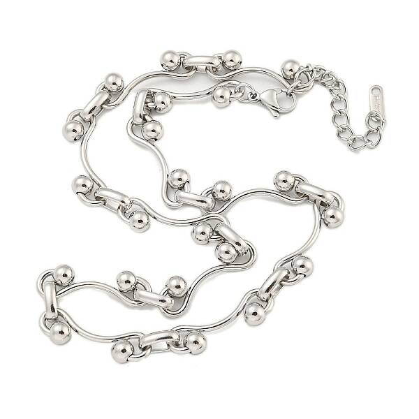 Non-Tarnish 304 Stainless Steel Ball Link Necklaces for Women