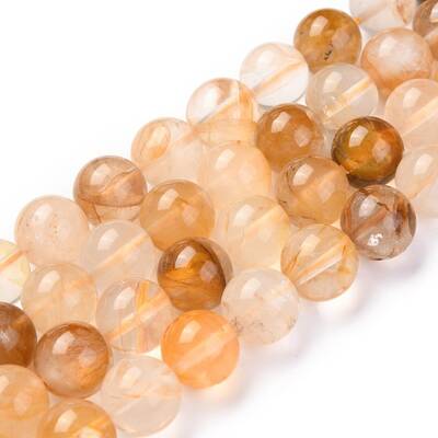 Natural Yellow Hematoid Quartz/Golden Healer Quartz Beads Strands