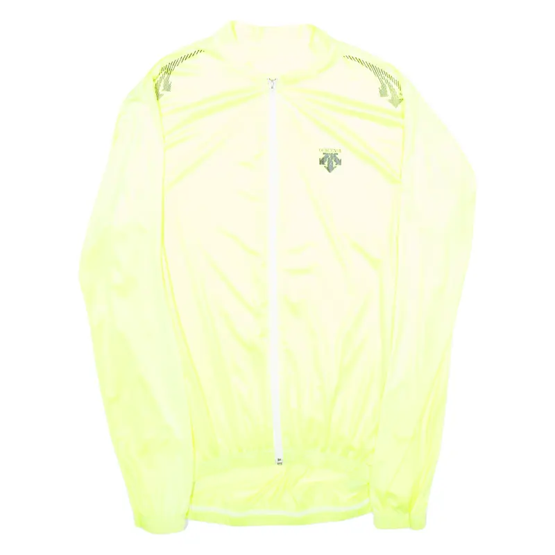 Full Zip High Vis Cycling Mens Jersey Yellow Long Sleeve L