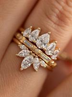 Women's Elegant Water Drop Shaped Artificial Zircon Ring, Exquisite Trendy Ring, Fashionable Jewelry for Women As Engagement,...