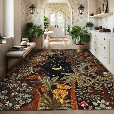 Garvee Jungle Animal Print Area Rug 10x13 Non-Slip Stain Resistant Soft Durable Polyester Botanical Design Indoor Living Room...