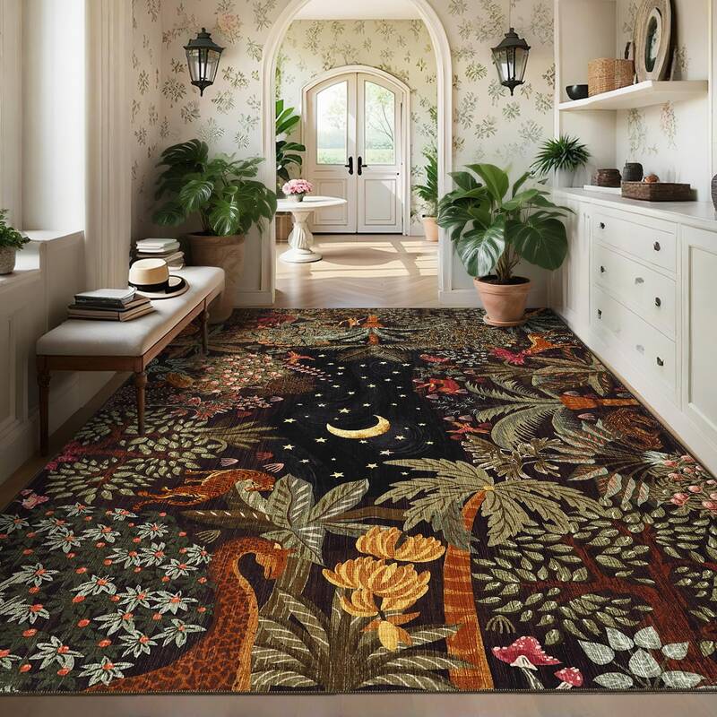 Garvee Jungle Animal Print Area Rug 10x13 Non-Slip Stain Resistant Soft Durable Polyester Botanical Design Indoor Living Room...