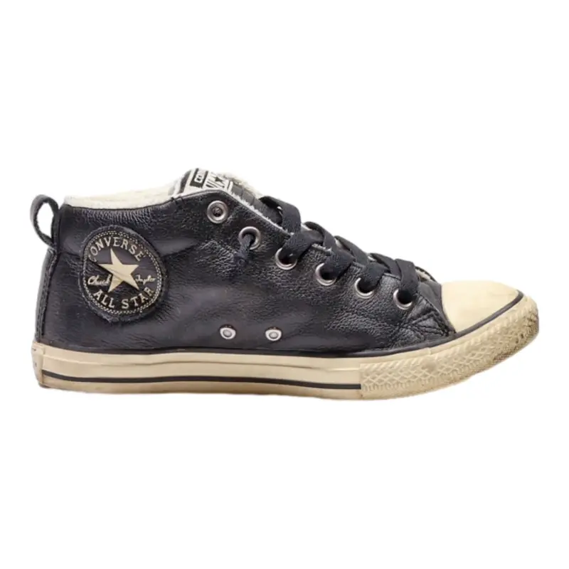 CONVERSE High Top Trainers Black Leather Boys UK 4