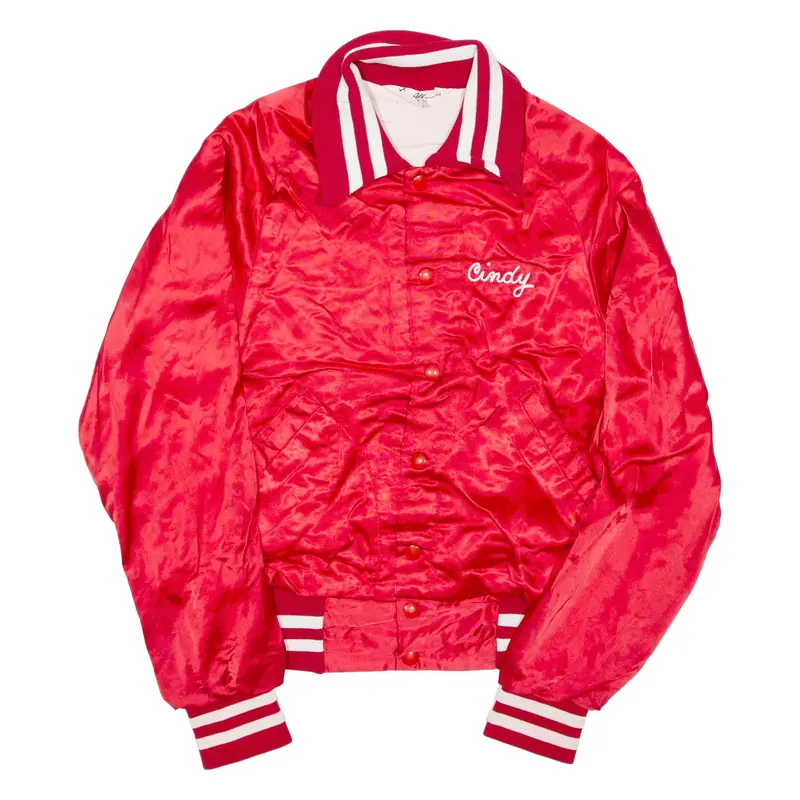 DON ALLESON CINDY OCS CHEERLEADER Womens Varsity Jacket Red Nylon 90s XS
