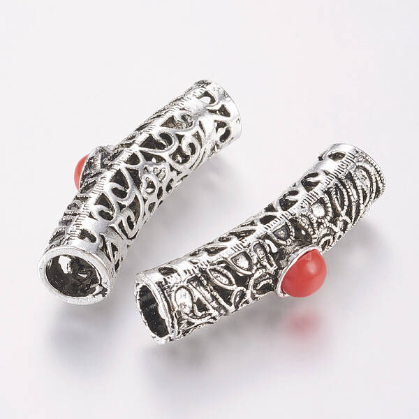 Tibetan Style Alloy Hollow Tube Beads