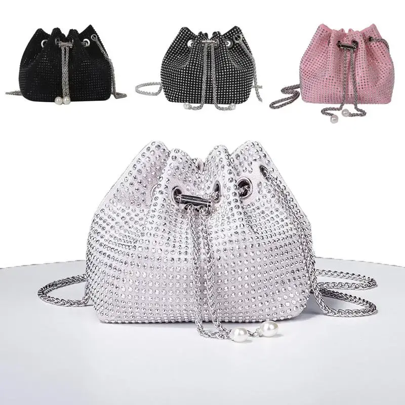 5 Color Fashion Women's Summer Elegant Rhinestone Decor Handbag Sequins Shining Shoulder bag Clutches