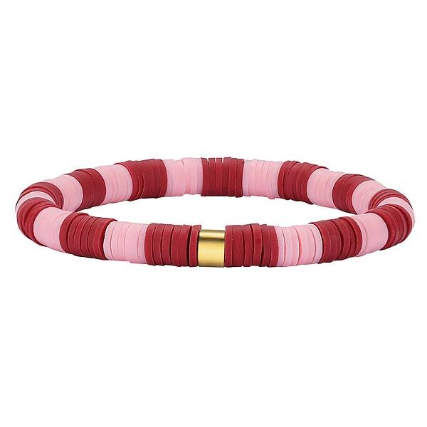 Polymer Clay Heishi Surfer Stretch Bracelet with 304 Stainless Steel Beaded