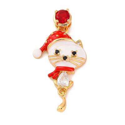 Christmas Theme Brass Micro Pave Cubic Zirconia Pendants