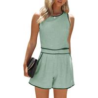 Fisace Women's Workout Sets 2 piece Sleeveless Tank Tops and Shorts Zip Back High Waist Summer Active Wea