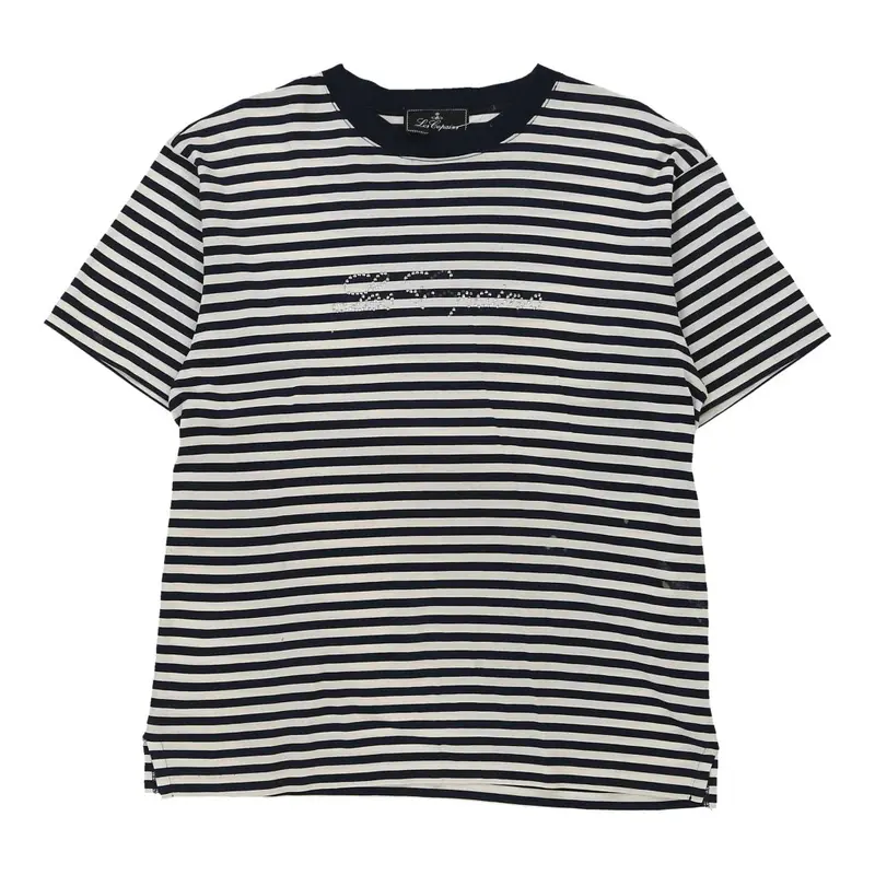 Les Copains Striped T-Shirt - Medium Navy Cotton
