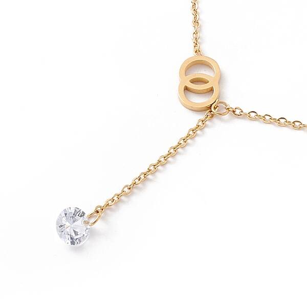 Ring and Clear Cubic Zirconia Pendant Necklace