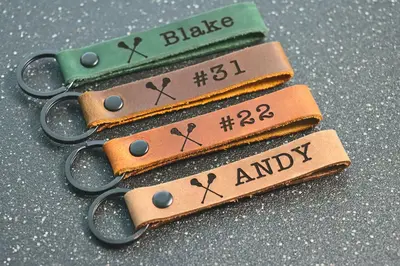SLIM Lacrosse Personalized Keychain / Keyring / bag Tag / Name Tag - Leather Keychain