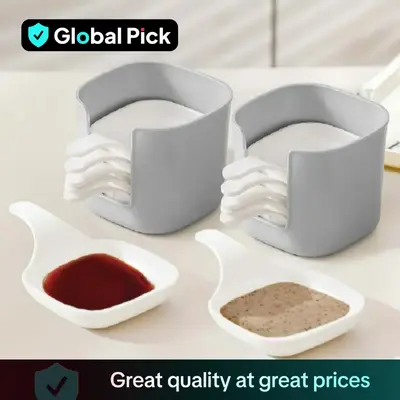 Dipping Sauce Plate & Holder Set (7 Counts/set), Dipping Sauce Plate Set, Vinegar & Soy Sauce Dish Set, Including 6counts Sea...