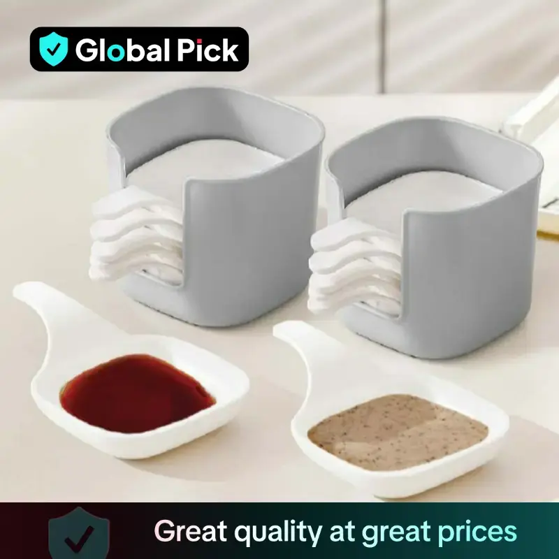 Dipping Sauce Plate & Holder Set (7 Counts/set), Dipping Sauce Plate Set, Vinegar & Soy Sauce Dish Set, Including 6counts Sea...