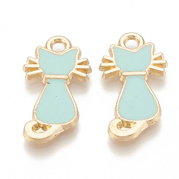 Alloy Enamel Kitten Pendants