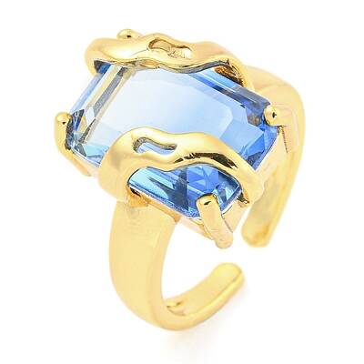 304 Stainless Steel Cubic Zirconia Open Cuff Ring for Women