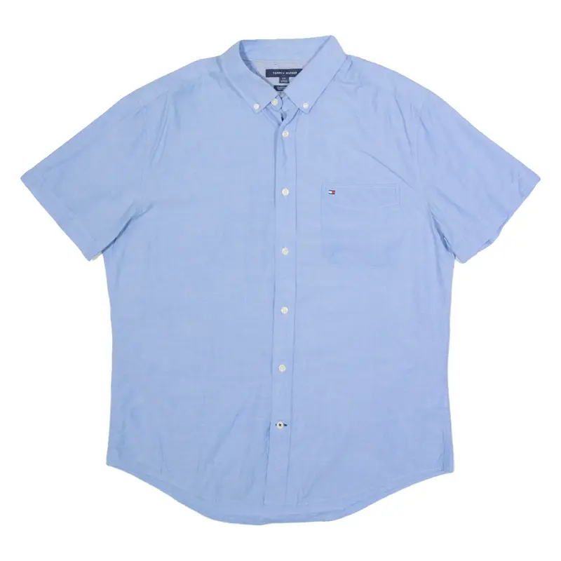 TOMMY HILFIGER Mens Plain Shirt Blue L