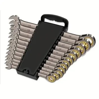 Ratcheting Combination Wrench Set, Durable 72-teeth Ratcheting Wrench Set, Dual Use Ratchet Wrench Set with Plastic Frame, Ha...