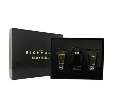 Set John Richmond: Black Metal Natural Cleansing Shower Gel 50ml + Black Metal Body Lotion 50ml + Black Metal Eau De Parfum 1...