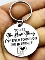 Round Shaped Stainless Steel Car Keychain, Fashionable Letters Pattern Keychain for Car Keys for Men & Women, Trendy All-mat...