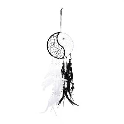 Yin Yang Woven Net/Web with Feather Pendant Decoration