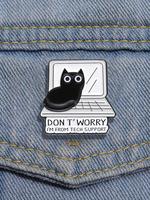 Unisex Cute Cat & Letter Design Enamel Brooch, Fashion Alloy Brooch for Clothes & Backpack & Hat Decor, Casual All-match Kawa...