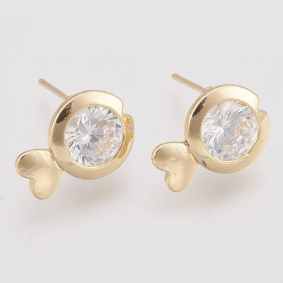 Brass Cubic Zirconia Stud Earrings