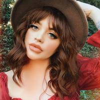 Shoulder Length Synthetic Wavy Curly Bob Wig with Bangs Ombre Blonde Mixed Wig Short Bob Wavy Hair Wigs for Women Synthetic H...