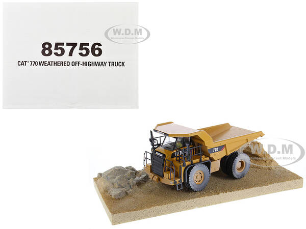 CAT Caterpillar 770 Off-Highway Truck Yellow (Weathered) with Operator Weathered Series 1/50 Diecast Model by Diecast Masters