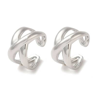 Rack Plating Brass Cross Cuff Earrings