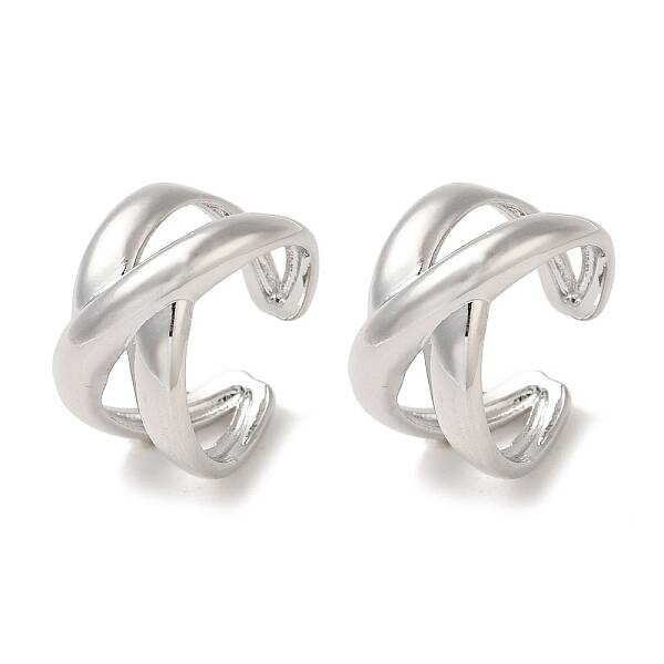 Rack Plating Brass Cross Cuff Earrings