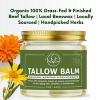 100% Grass-Fed and Finished Beef Tallow with Calendula Castor oil Arnica Beeswax and Frankincense facial moisturizer