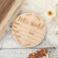Wooden Hello World Welcome Sign, 1 Count Baby Shower Photobooth Prop, Party Decoration Supplies for Baby Birthday Party, Nam...