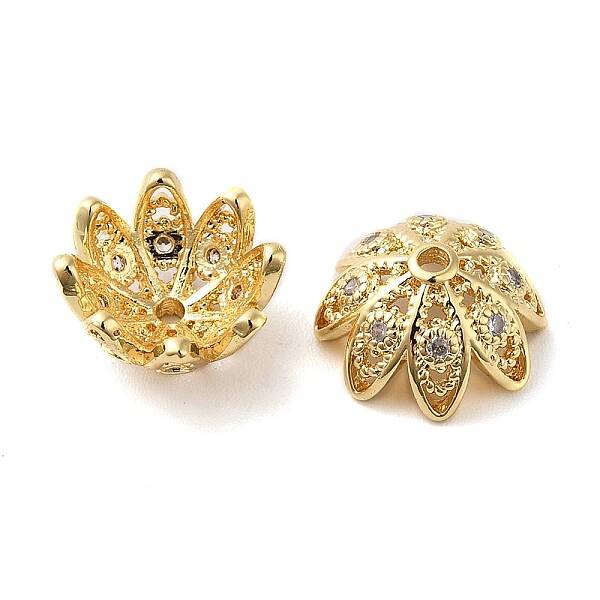 Brass Micro Pave Cubic Zirconia Bead Cap