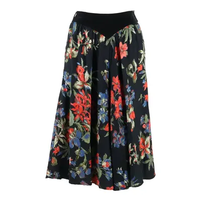 COLLECTION CLASEN Womens A-Line Skirt Black Midi Floral S