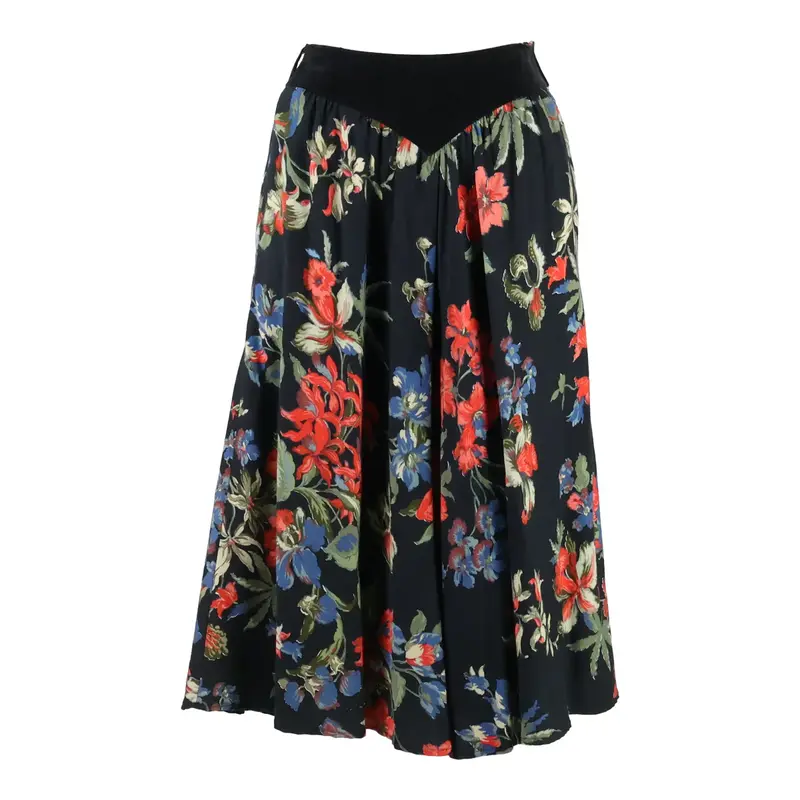 COLLECTION CLASEN Womens A-Line Skirt Black Midi Floral S
