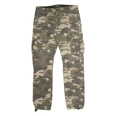 TERRANOVA Camouflage Cargo Mens Twill Trousers Green Regular Straight W33 L34