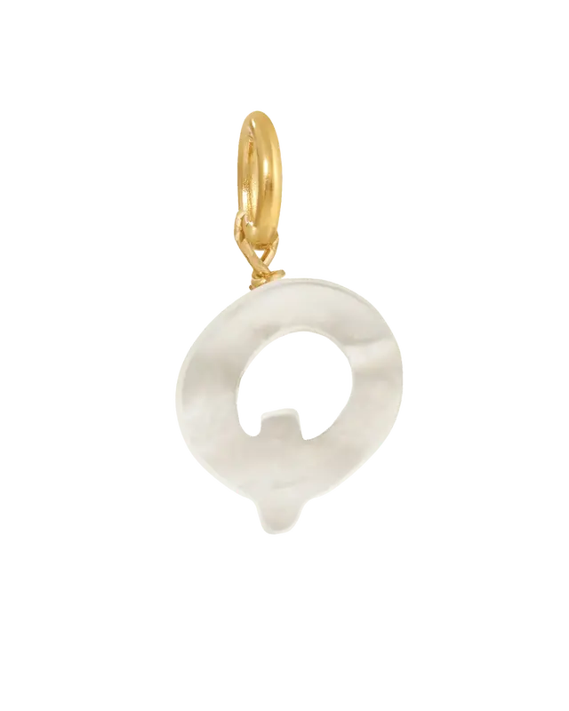 MOP Letter Charm | Metal Color: Gold | Letter: Q