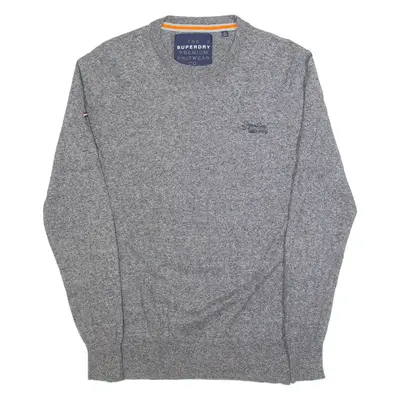 SUPERDRY Mens Jumper Grey Tight Knit S