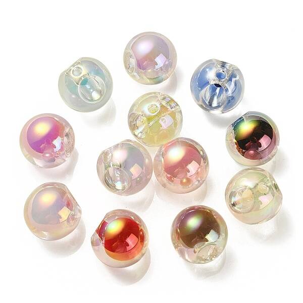 Transparent UV Plating Rainbow Iridescent Acrylic Beads