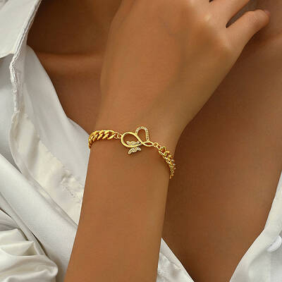 Brass Micro Pave Clear Cubic Zirconia Link Chain Bracelets for Women