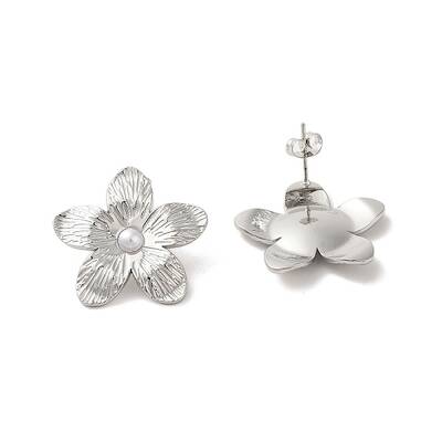 304 Stainlee Steel with Plastic Pearl Studs Earring