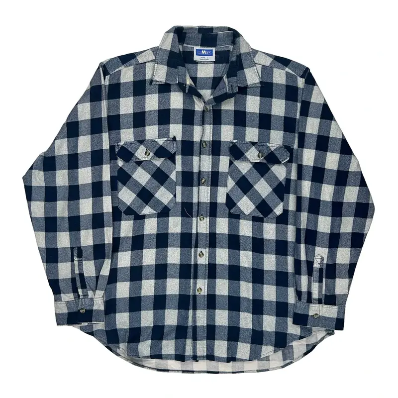 St. Mark Flannel Shirt - Large Blue Cotton