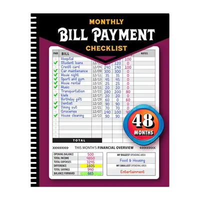 Monthly Bill Payment Tracker Notebook, 1 Count Budget Planner, Budgeting Tracking Notebook, Stationery Supplies for Home & Of...