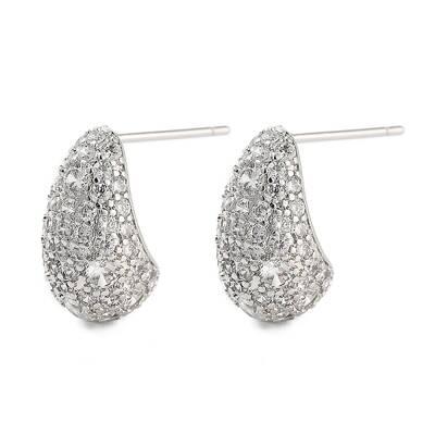 Rack Plating Teardrop Brass Stud Earrings
