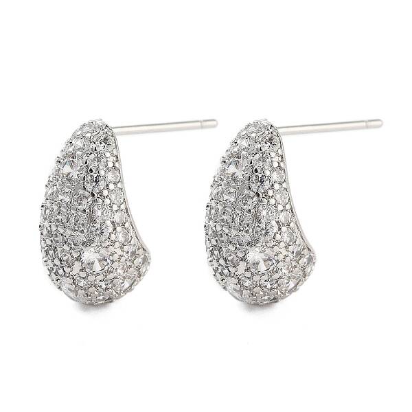 Rack Plating Teardrop Brass Stud Earrings