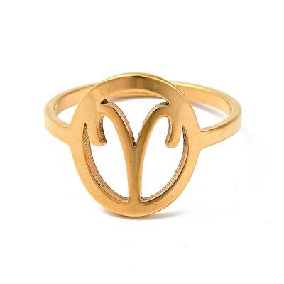 Ion Plating(IP) 201 Stainless Steel Constellations Aries Finger Ring for Women