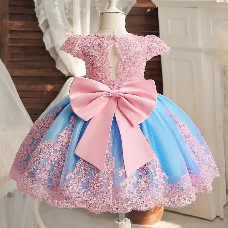 Baby Birthday Baptism Backless Dress For Girls Princess Luxury Embroidery Costumes Kids Party Clothes Baby's Dresses